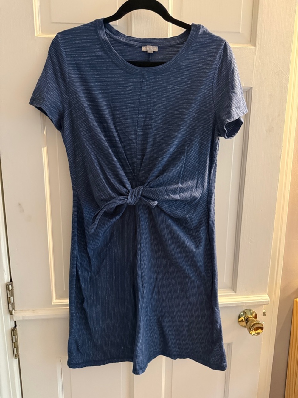 Talbots Navy Blue Ribbed Knit Short Sleeve Dress